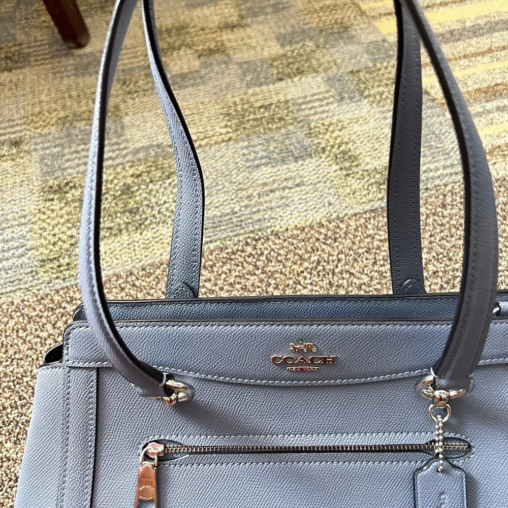 Slate Blue Coach Bag with Gold Accents - Picture 10 of 10